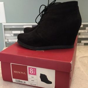 Merona Black Wedge booties.